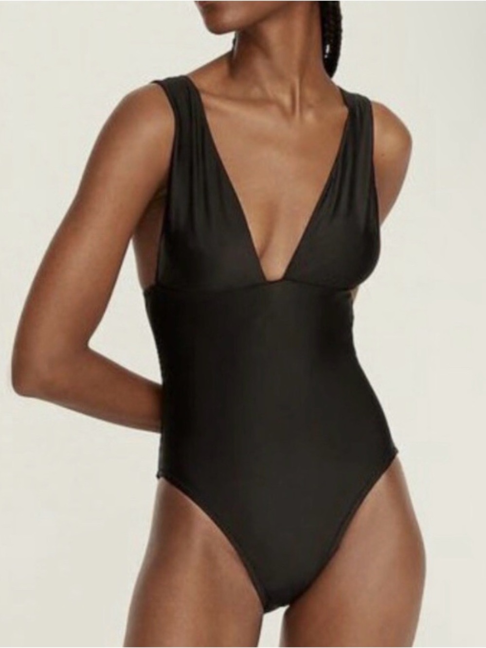 J Crew Classic Black V-Neck One-Piece Swimsuit size 10